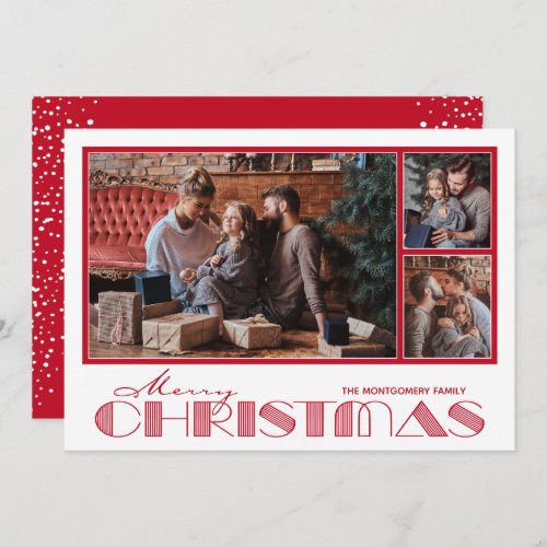  Multiple Photo Red Merry Christmas Holiday Card