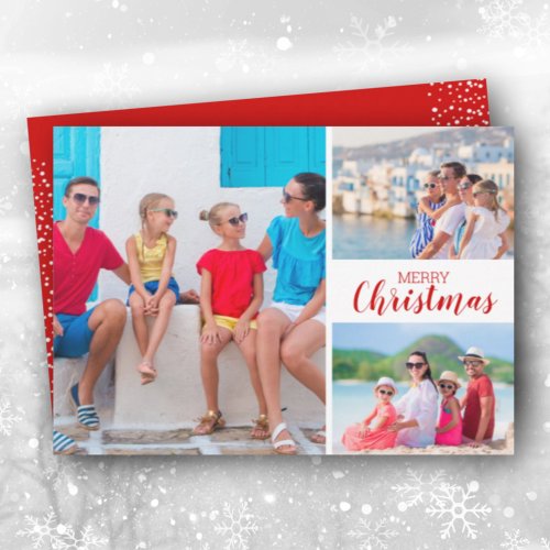 Multiple Photo Red Merry Christmas Holiday Card