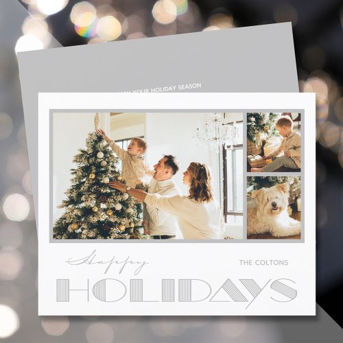 Multiple Photo Silver Happy Holidays Budget Cards