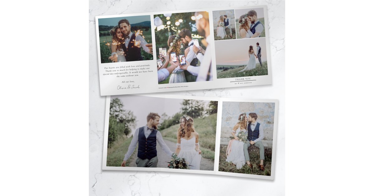 Multiple Photo Wedding Thank You Card | Zazzle