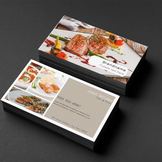 Multiple photos chef caterer food professional business card (Creator Uploaded)