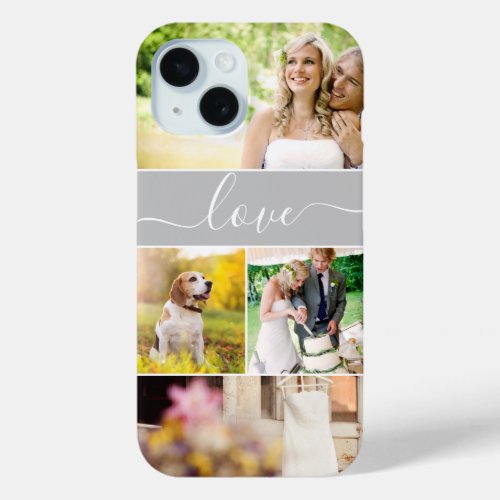 Multiple photos love script newlywed bride custom iPhone 15 case