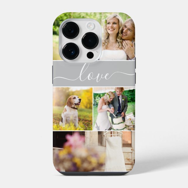 Multiple photos love script newlywed bride custom iphone case (Back)