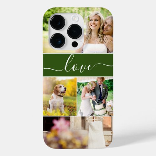 Multiple photos love script newlywed bride green  Case_Mate iPhone 14 pro case