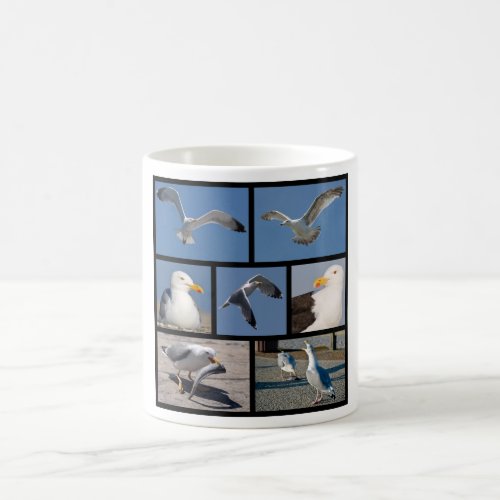 Multiple photos of seagulls coffee mug