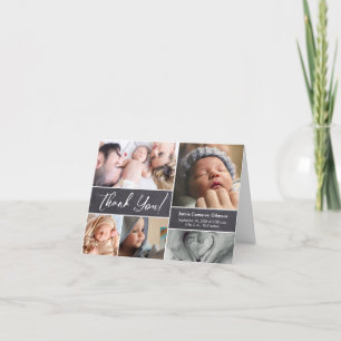 Multiple pictures Newborn Custom Name stats Letterpress Thank You Card