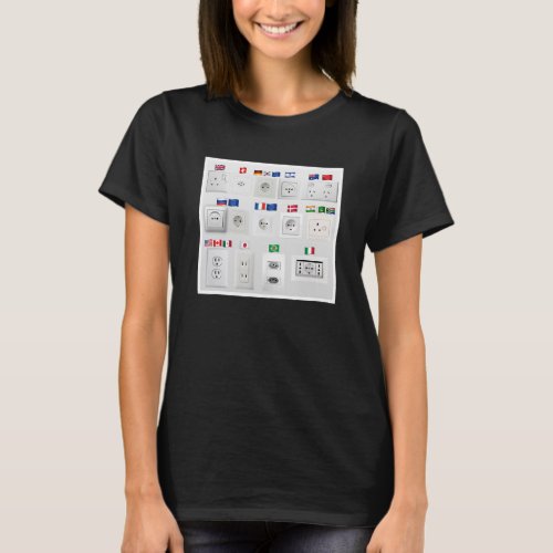 Multiple Power Outlet Plug World Countries Differe T_Shirt