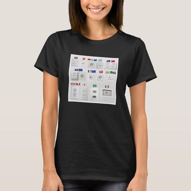 Multiple Power Outlet Plug World Countries Differe T-Shirt (Front)