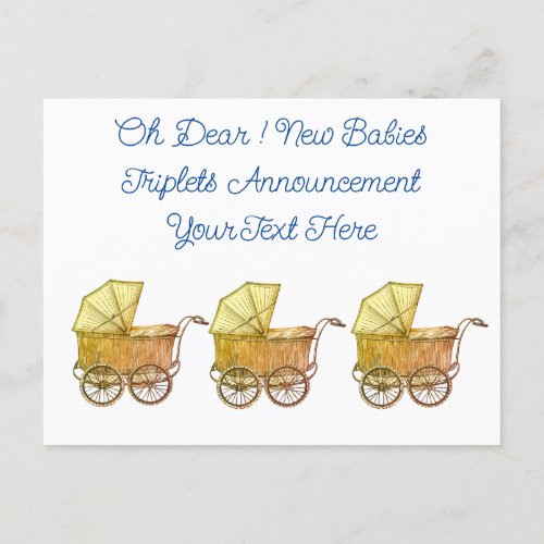 Multiple Pregnancy Triplets Announcement Postcard