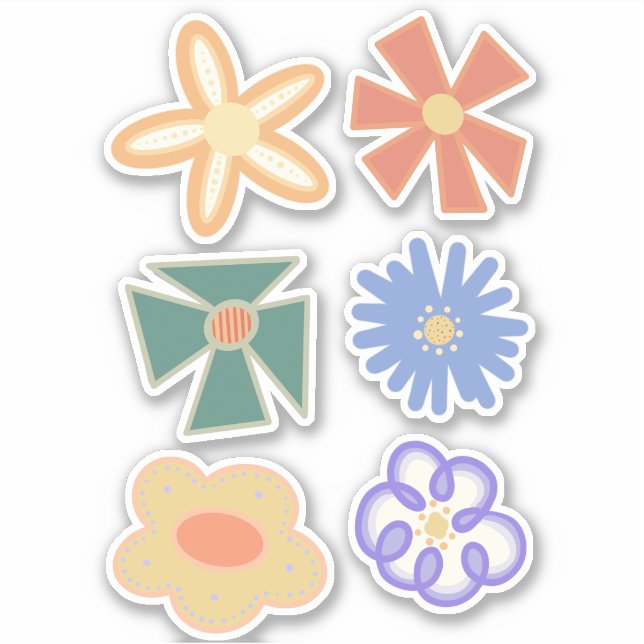 multiple rainbow boho flower floral six pack sticker (Front)