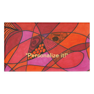 Multiple reds and pinks in hot fish design name tag