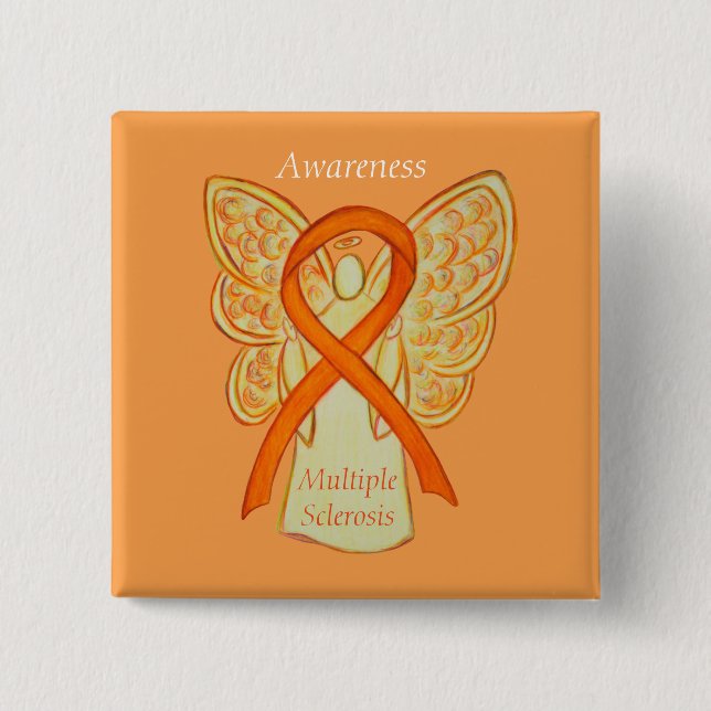 Multiple Sclerosis Angel Awareness Ribbon Pins (Front)
