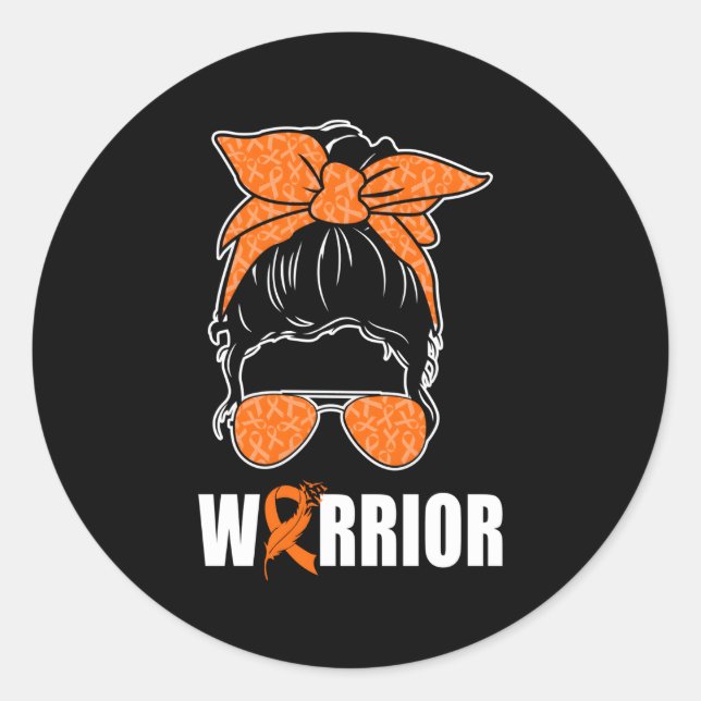 Multiple Sclerosis Awareness A Messy Bun Ms Warrio Classic Round Sticker (Front)