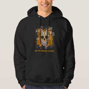 Multiple Sclerosis Awareness Flower Skull Orange R Hoodie