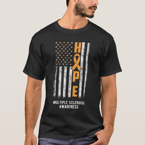 Multiple Sclerosis Awareness Hope American Flag T_Shirt