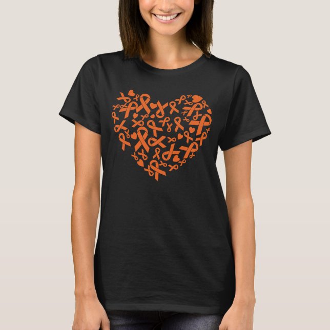Multiple Sclerosis Awareness Orange Heart Ribbon M T-Shirt (Front)