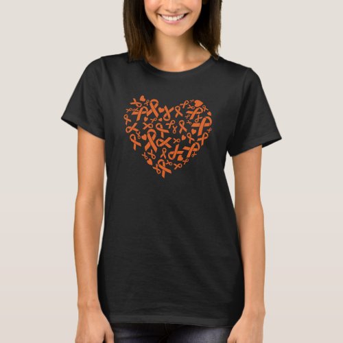 Multiple Sclerosis Awareness Orange Heart Ribbon M T_Shirt