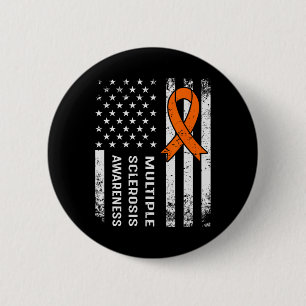 Multiple Sclerosis Awareness Orange Ribbon 2  Button