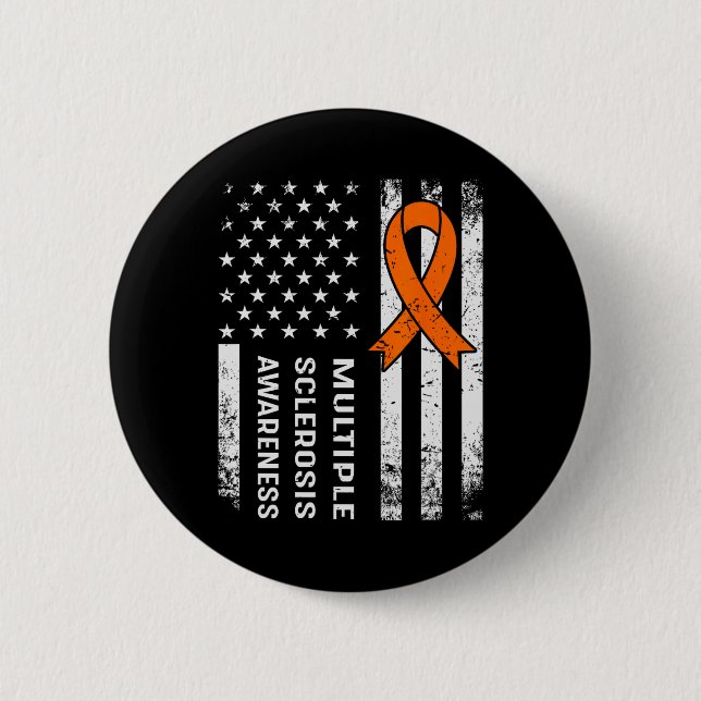 Multiple Sclerosis Awareness Orange Ribbon 2  Button (Front)