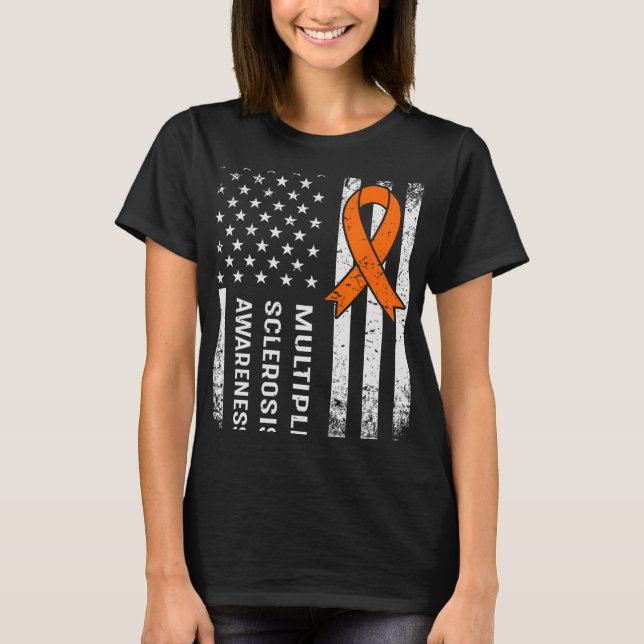 Multiple Sclerosis Awareness Orange Ribbon 2  T-Shirt (Front)
