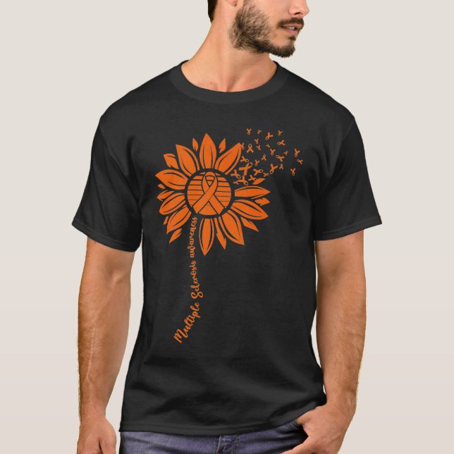 Multiple Sclerosis Awareness Orange Sunflower MS W T-Shirt (Front)