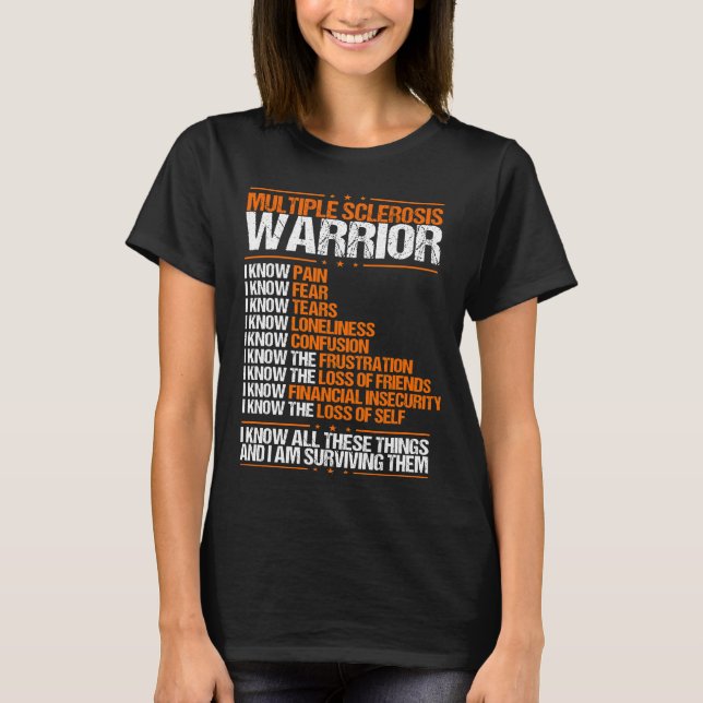 Multiple Sclerosis Awareness Pain Orange Ribbon T-Shirt (Front)