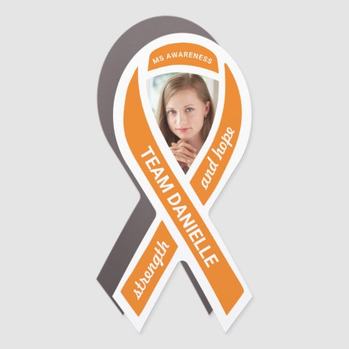 Multiple Sclerosis Awareness Photo Orange Ribbon Car Magnet