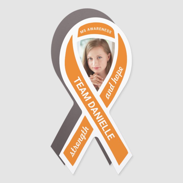Multiple Sclerosis Awareness Photo Orange Ribbon Car Magnet (Front)