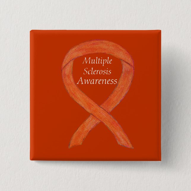Multiple Sclerosis Awareness Ribbon Custom Pins (Front)