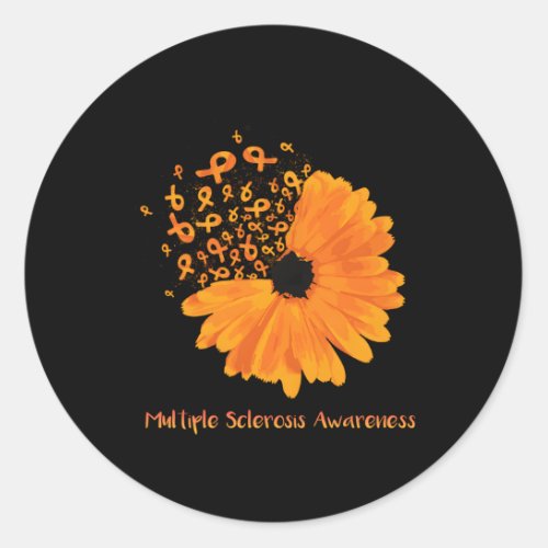 Multiple Sclerosis Awareness Ribbon Flower Ms Hope Classic Round Sticker