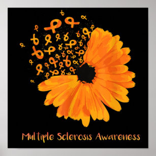 Multiple Sclerosis Awareness Ribbon Flower MS Hope Poster