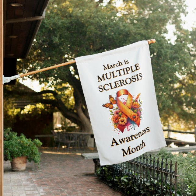 Multiple Sclerosis Awareness Ribbon House Flag (In SItu)