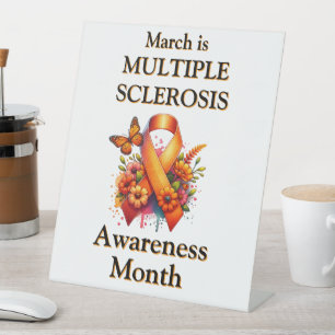Multiple Sclerosis Awareness Ribbon Pedestal Sign