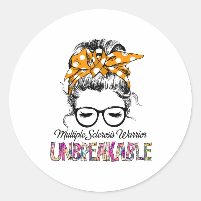 Multiple Sclerosis Awareness Ribbon Support Gifts Classic Round Sticker (Front)