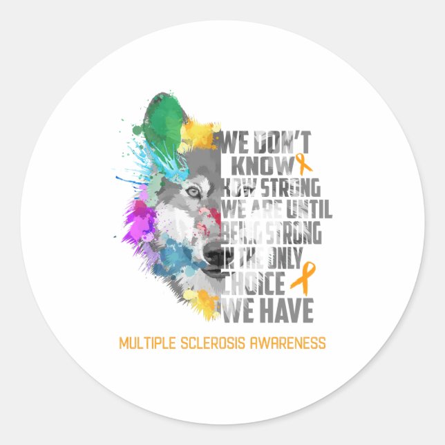Multiple Sclerosis Awareness Ribbon Support Gifts Classic Round Sticker (Front)