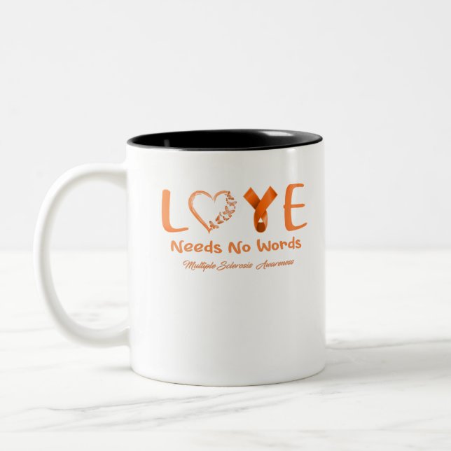 Multiple Sclerosis Awareness Ribbon Support Gifts Two-Tone Coffee Mug (Left)