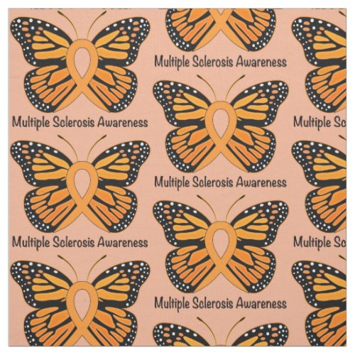 Multiple Sclerosis Awareness Ribbon with Butterfly Fabric