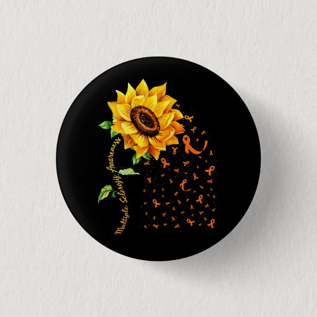 Multiple Sclerosis Awareness Sunflower MS Awarenes Button (Front)