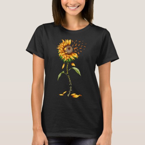 Multiple Sclerosis Awareness Sunflower Ribbon Ms W T_Shirt