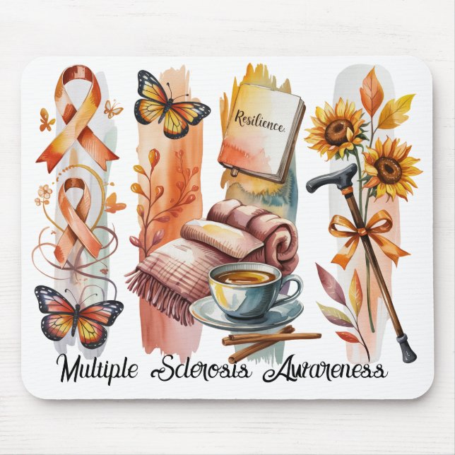 MULTIPLE SCLEROSIS AWARENESS SUPPORT BRUSH STROKES MOUSE PAD (Front)