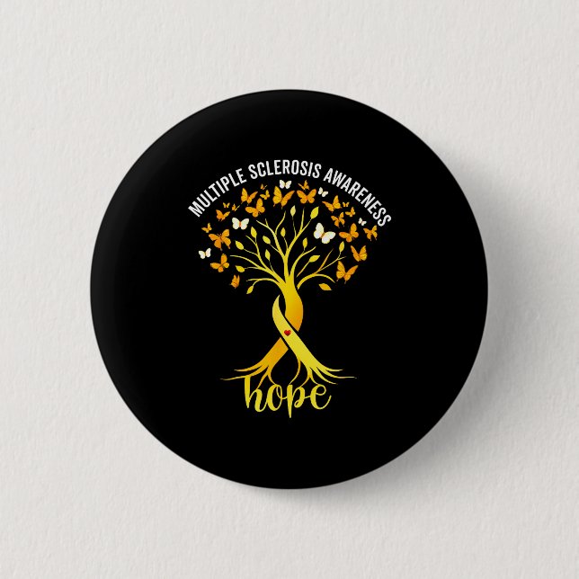 Multiple sclerosis awareness tree hope ms survivor button (Front)