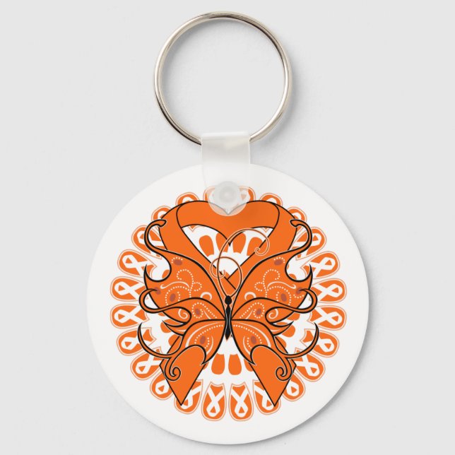 Multiple Sclerosis Butterfly Circle of Ribbons Keychain (Front)
