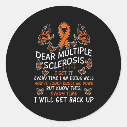 Multiple Sclerosis Butterfly Ribbon World Ms Day Classic Round Sticker