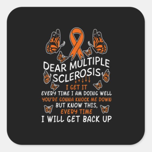 Multiple Sclerosis Butterfly Ribbon World Ms Day Square Sticker