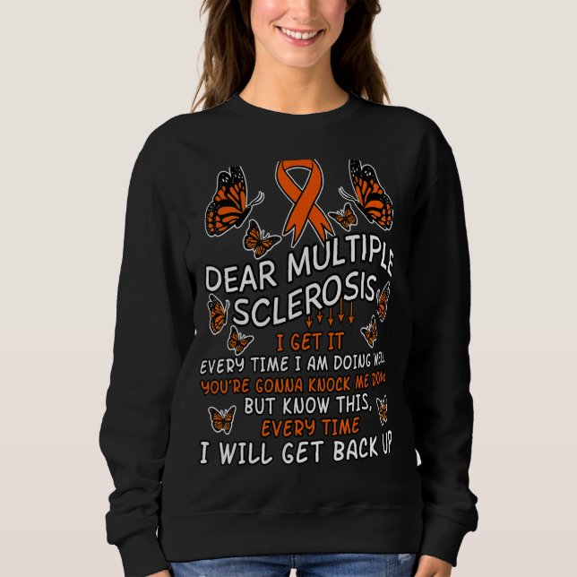 Multiple Sclerosis Butterfly Ribbon World Ms Day Sweatshirt (Front)