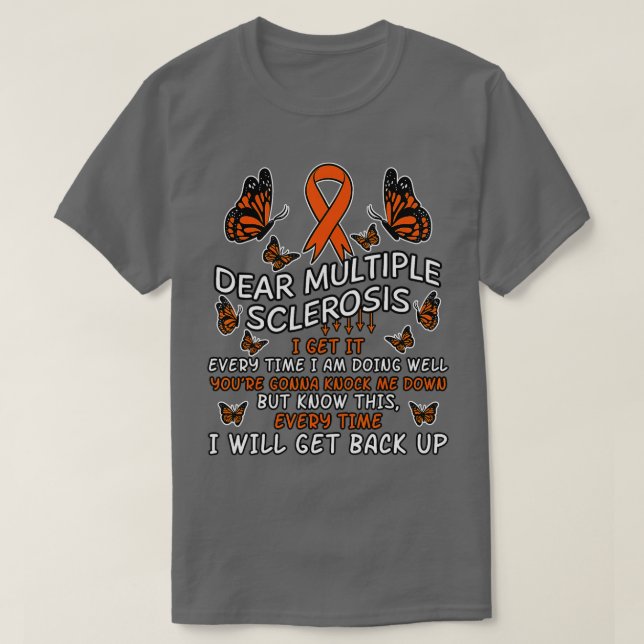 Multiple Sclerosis Butterfly Ribbon World MS Day  T-Shirt (Design Front)