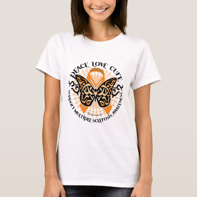 Multiple Sclerosis Butterfly Tribal 2 T-Shirt (Front)