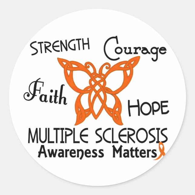 Multiple Sclerosis Celtic Butterfly 3 Classic Round Sticker (Front)