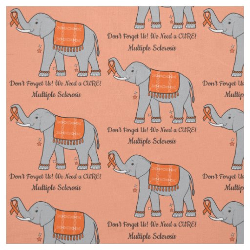 Multiple Sclerosis Elephant of Awareness and Hope Fabric