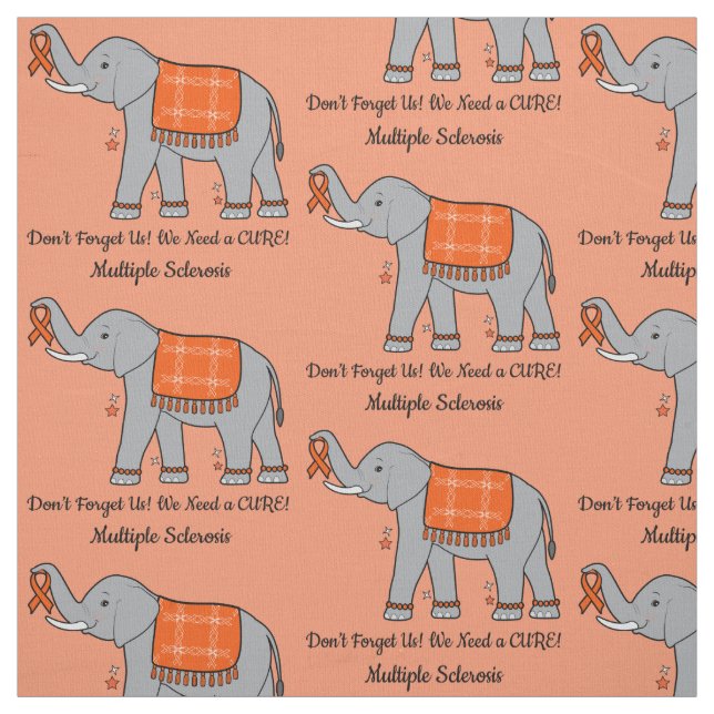 Multiple Sclerosis Elephant of Awareness and Hope Fabric (Swatch)